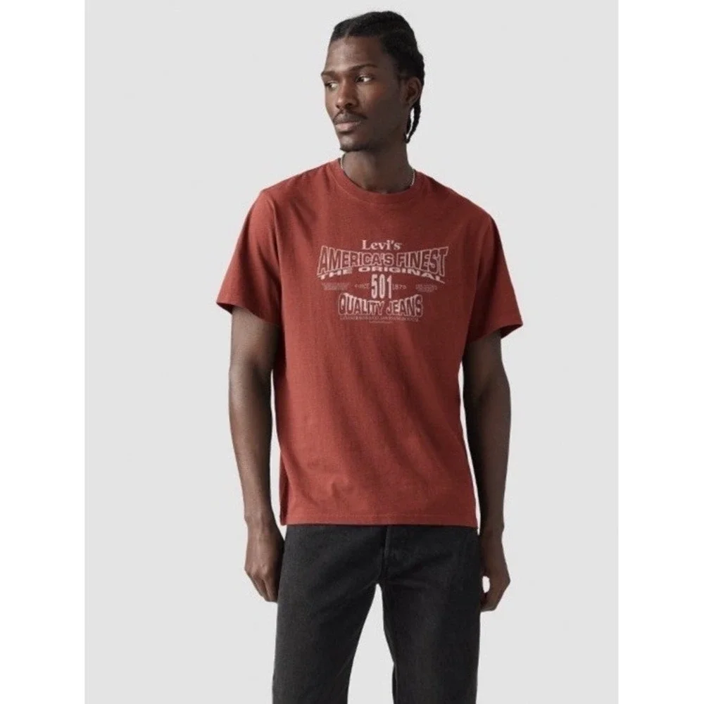 Levi's Men's Size Medium 501 Logo T-Shirt Henna Relaxed